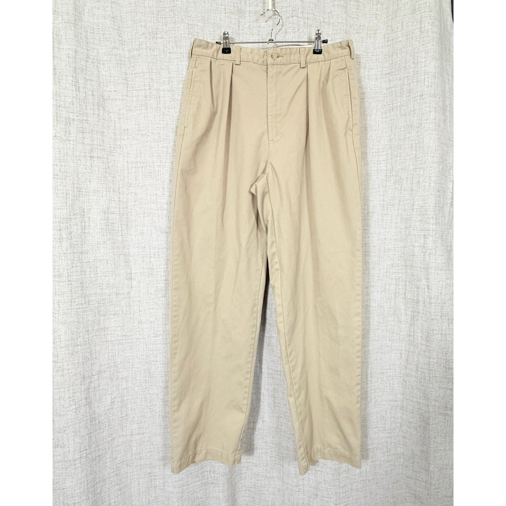 Polo Ralph Lauren Andrew Pant Mens 34x32 Tan Pleated Chino Khaki Vintage Preppy